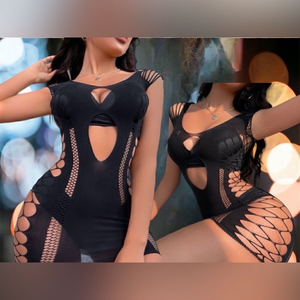 Top Intimate Cover-up l BodyCon l Black Cut-out l Day or Night wear l OS l New - Picture 7 of 7